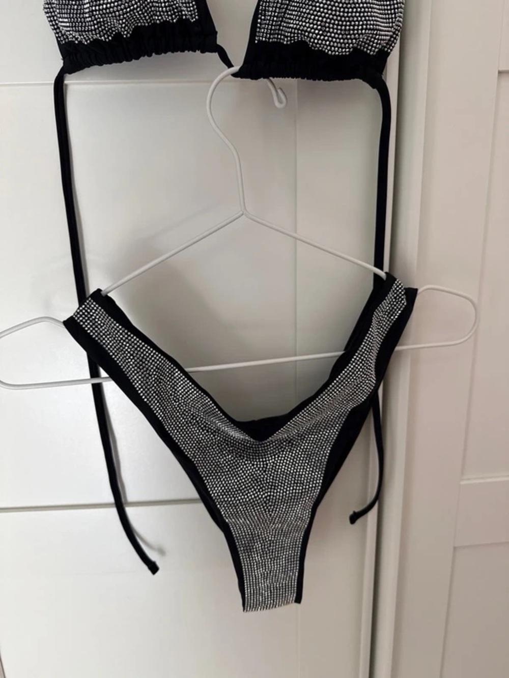 Black Rhinestone Triangle Bikini Set - Picture 4 of 7
